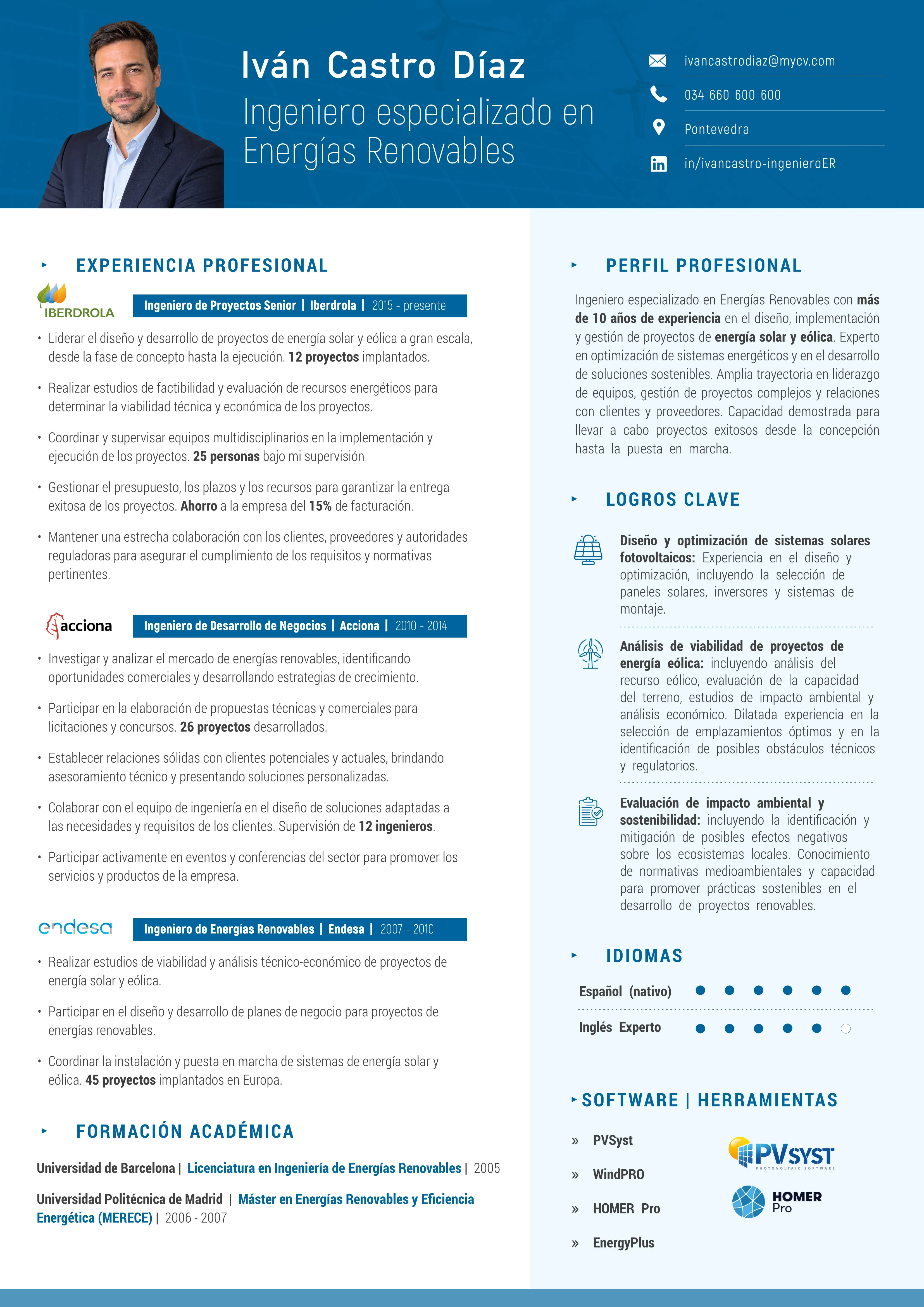 Ejemplo de CV de nivel profesional