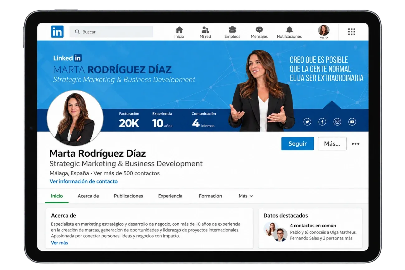 Ejemplo de perfil de LinkedIn optimizado por Empapelarte