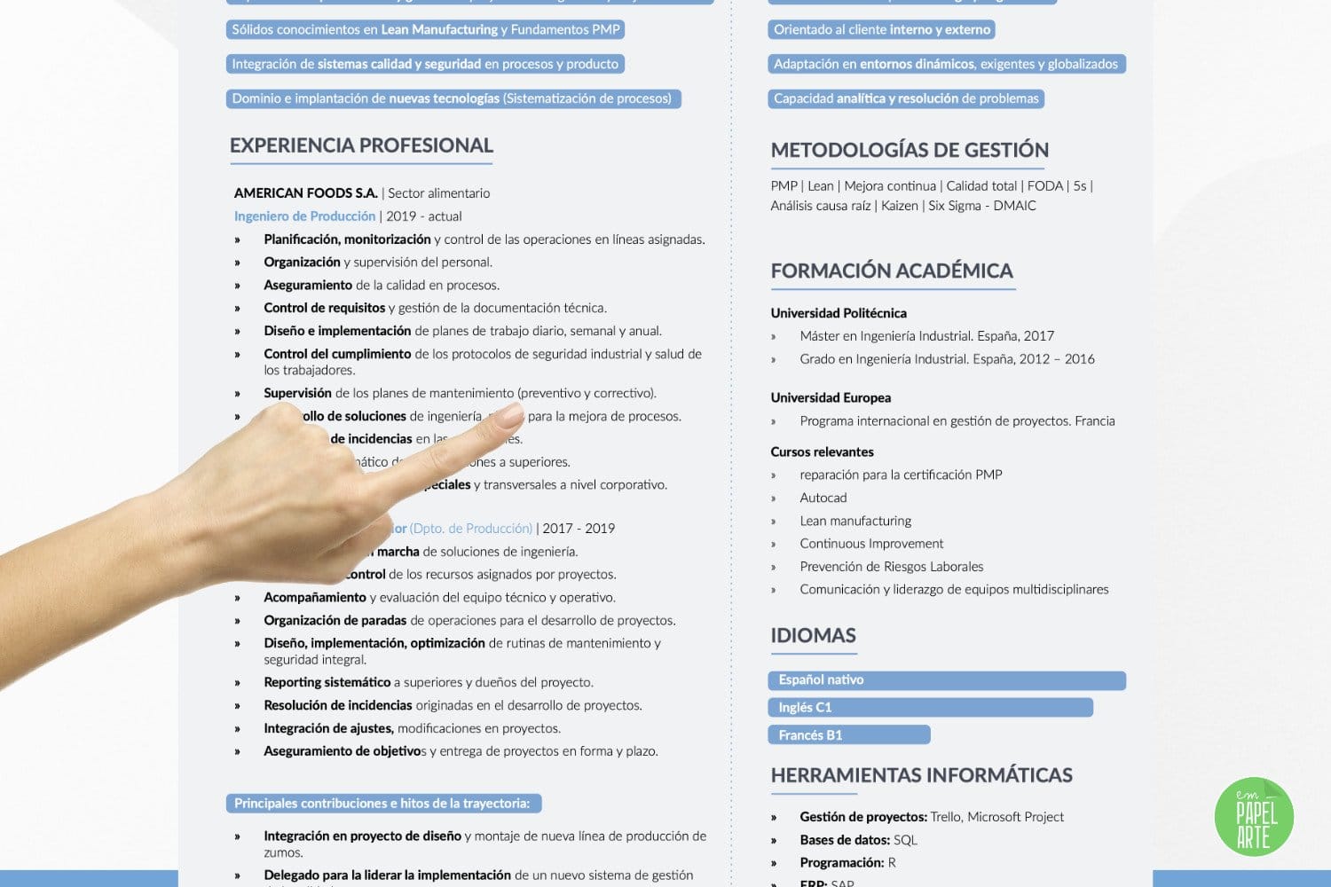 ejemplo cv experiencia ingeniero