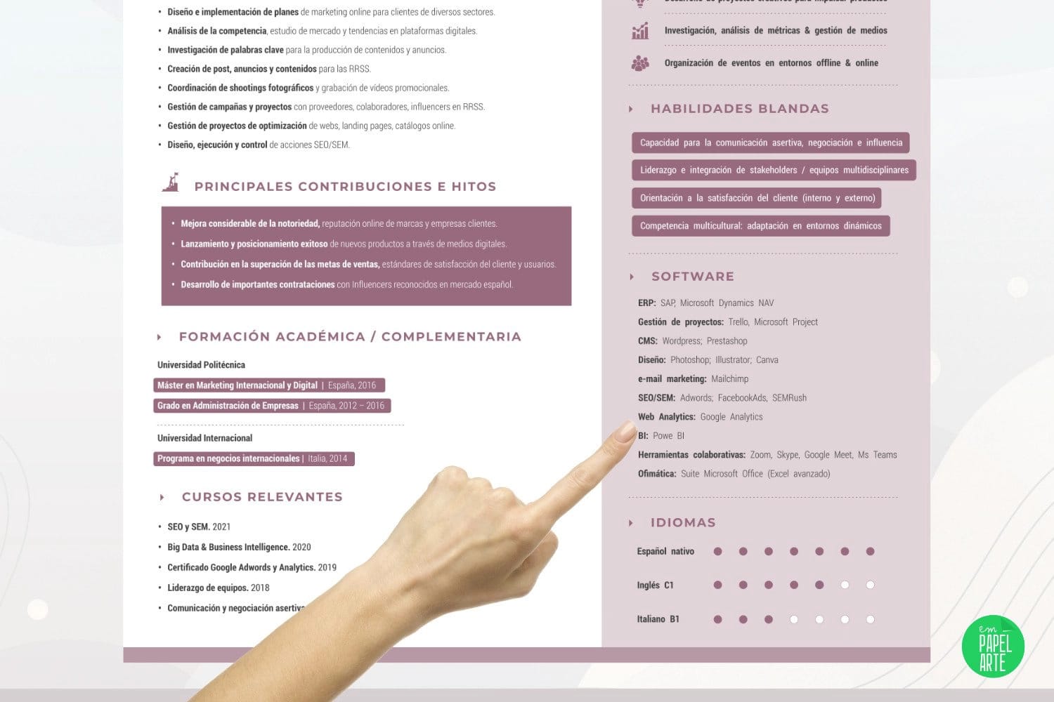 Plantilla Curriculum Marketing