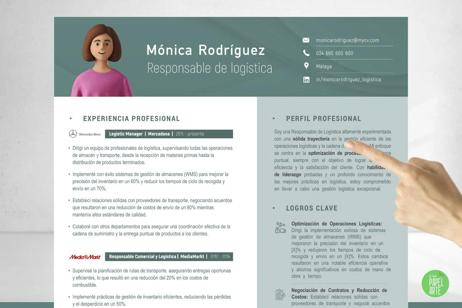 perfil profesional de responsable de logistica en CV